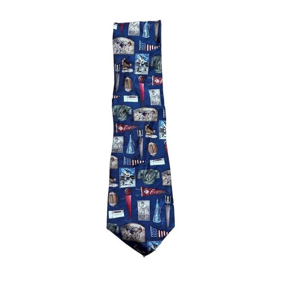 Dillards Americana  Men's Blue Silk Football Nostalgia Tie Vintage - Picture 1 of 4